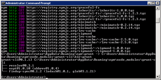 cmd-npm-grunt-install